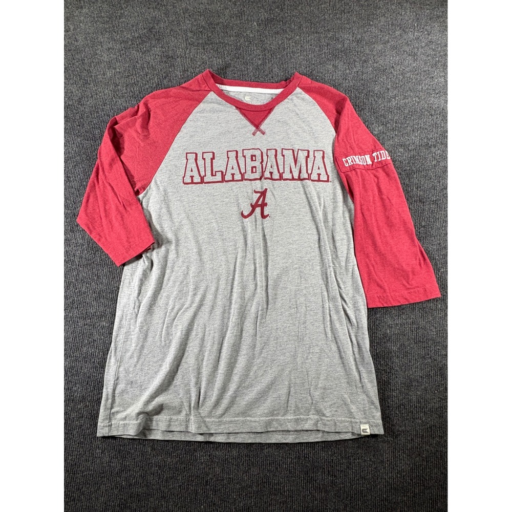 Colosseum Alabama Crimson Tide Mens Large Raglan‎ 3/4 Sleeve Gray Red T-Shirt